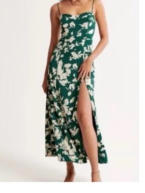Abercrombie & Fitch Camille Green and White Floral Maxi Dress Wedding Guest